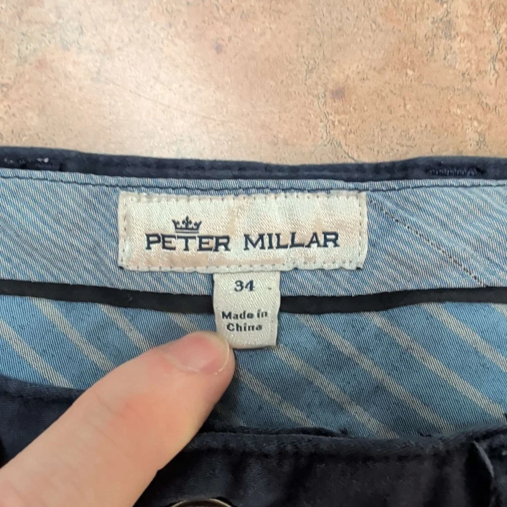 Peter Millar Five-Pocket Pants Men 34x30 Navy Blue Cotton Modal Stretch Straight